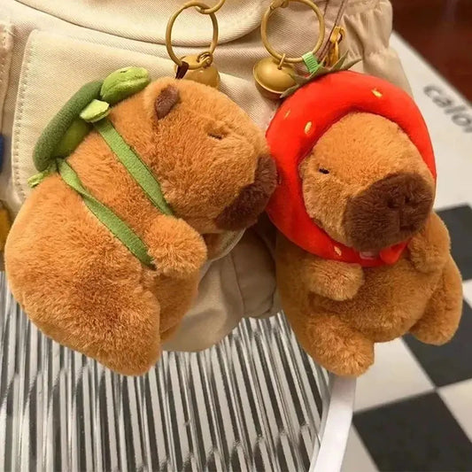 A charming capybara anime plush keychain