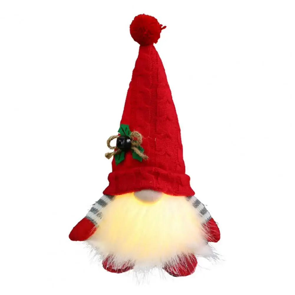 Sequined Doll Light-up Plush Christmas Gnome Doll Figure with Faceless Dwarf Table Mantel Decor Xmas Tree Ornaments Holiday