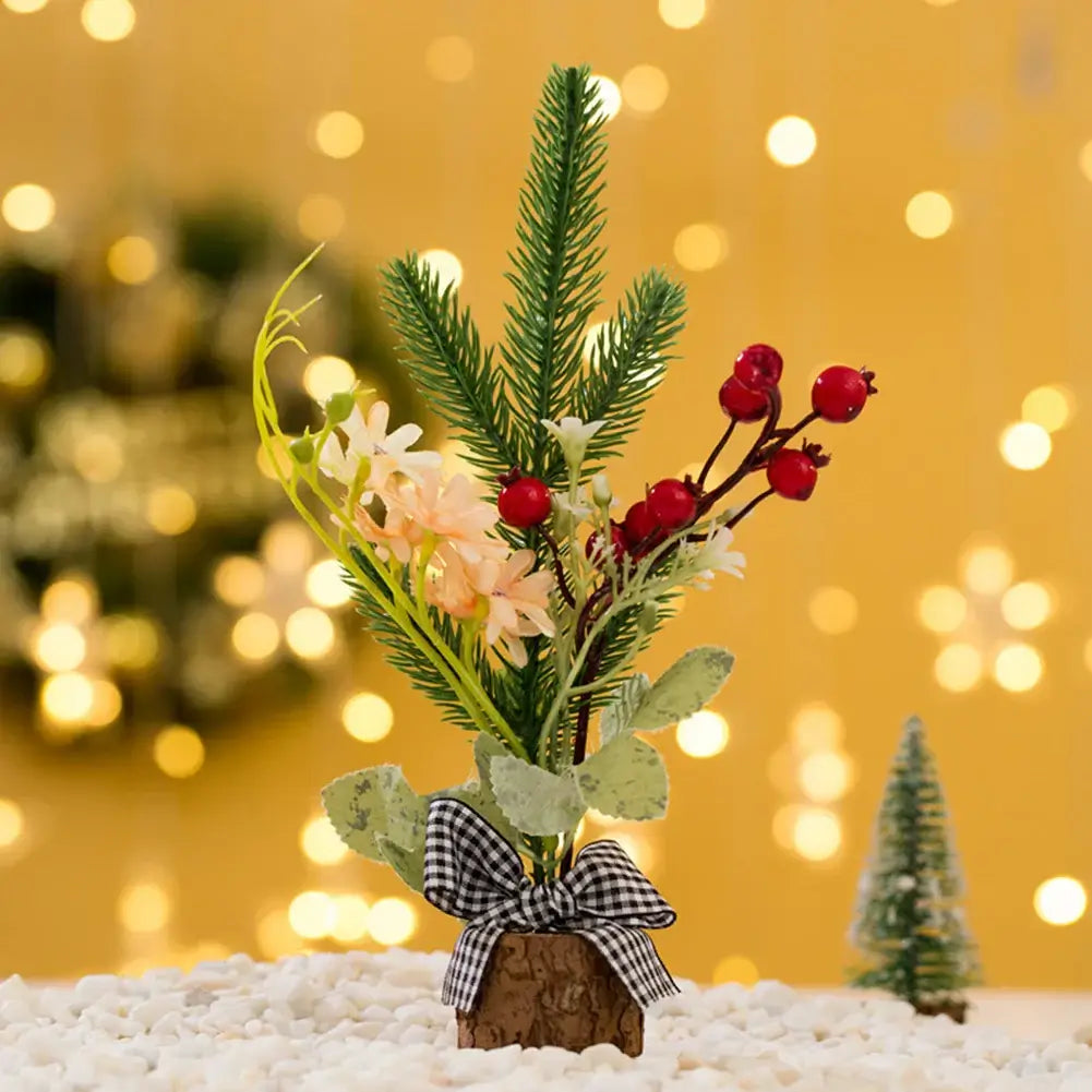 25cm Mini Christmas Tree Gold Green Small Pine Tree Sisal Placed in The Desktop New Year Navidad Xmas Ornaments