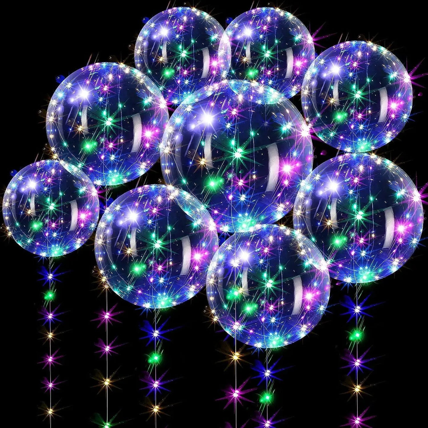 10Pcs LED Light Up Bobo Balloons Transparent Balloons with 3M String Lights Bubble Ballon Christmas...