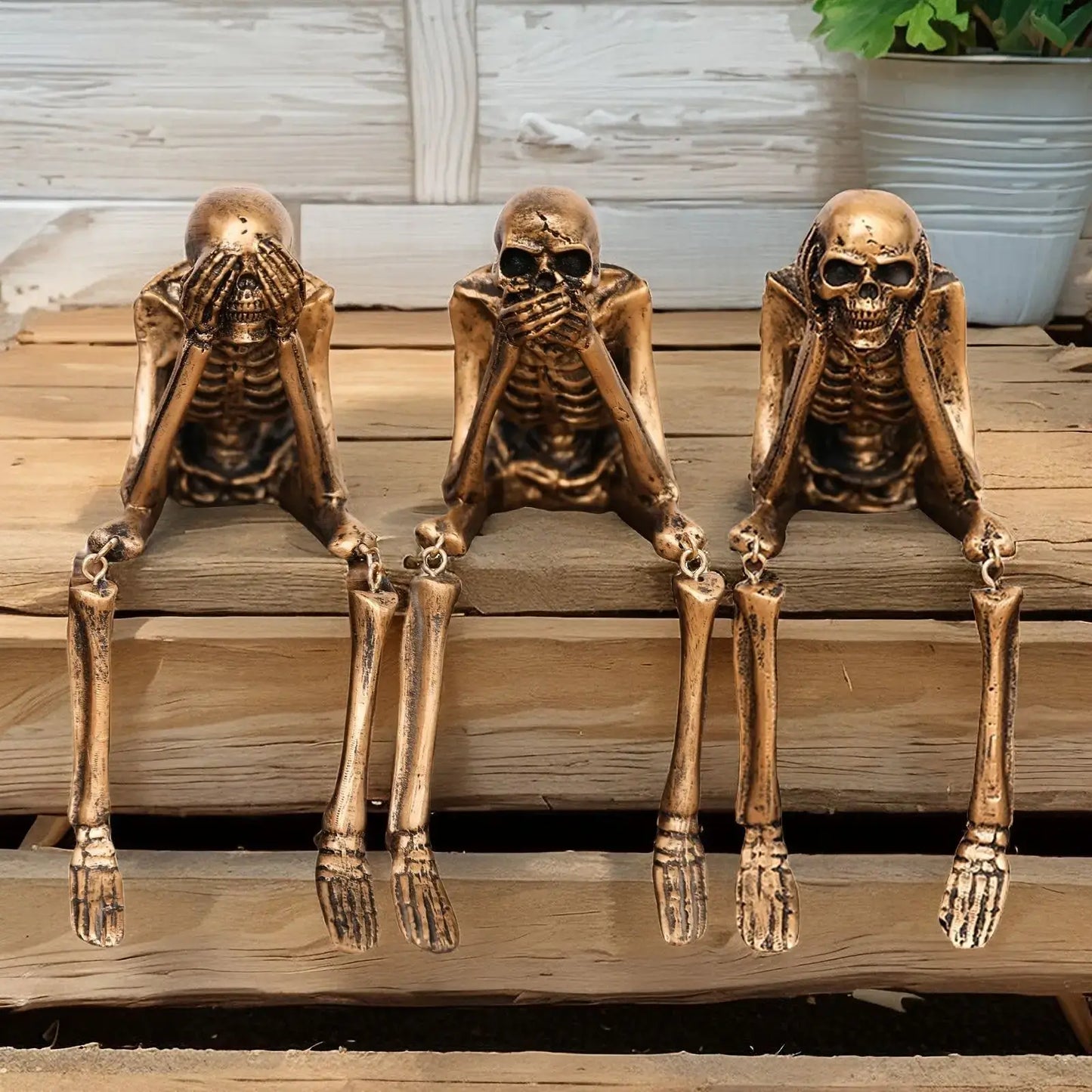 Halloween Home Hanging Skeleton Head Decoration Resin Ornaments 3 Styles Ghost Skeleton Modeling Craft Bookshelf Table Edge Prop