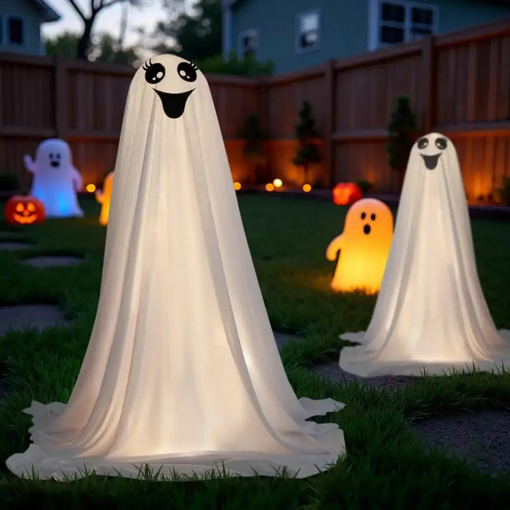 Lighted Spooky Ghost Decor Halloween Decorations Outdoor with LED String Lights Scary Standing Ghosts Decor for Front Porch Yard