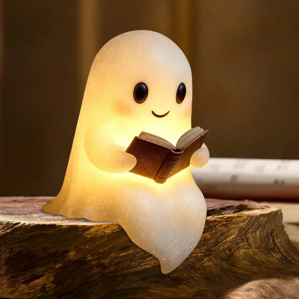 Cute Halloween Ghost Reading Lamp 3D LED Scary Night Light Halloween Decor Ghost Desk Lamp for Book Lovers
