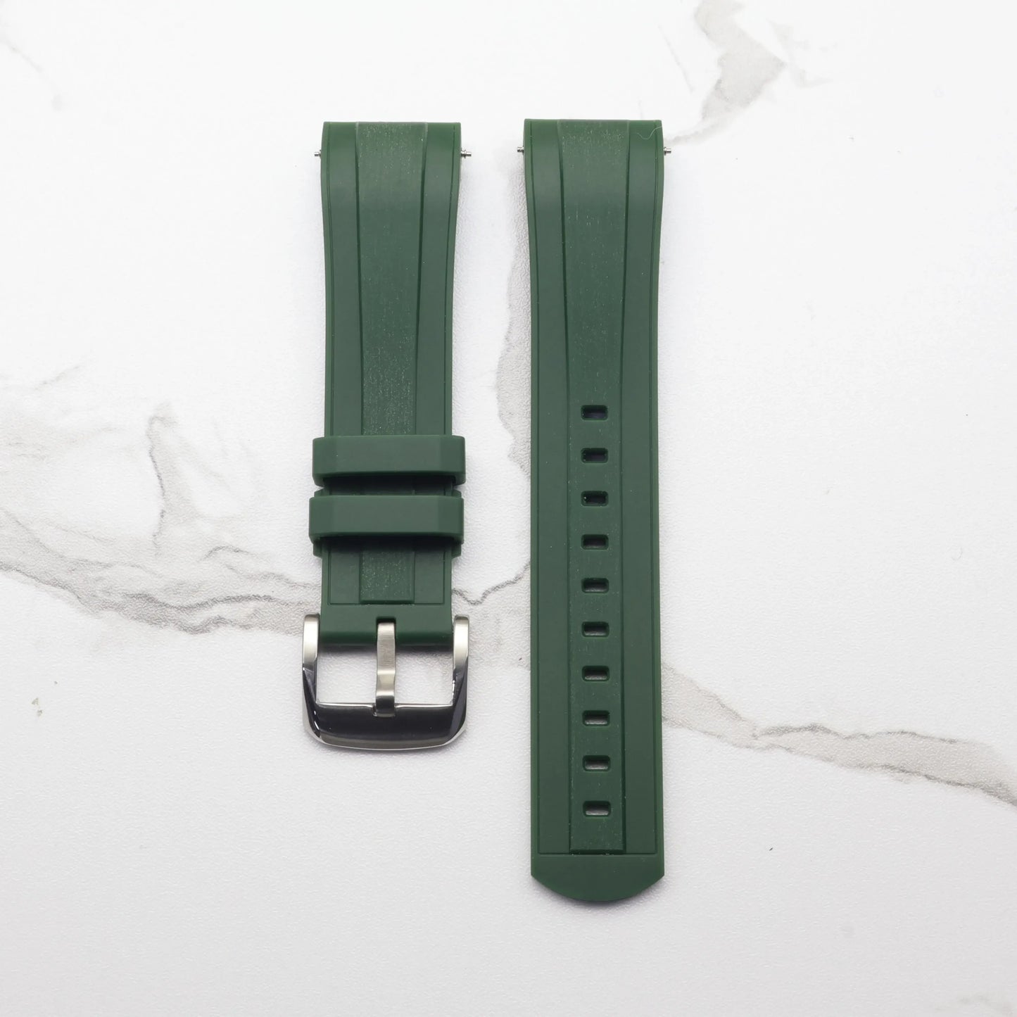 Green liquid silicone watch strap for T-Star model T120.417, featuring a satin effect and durable design.