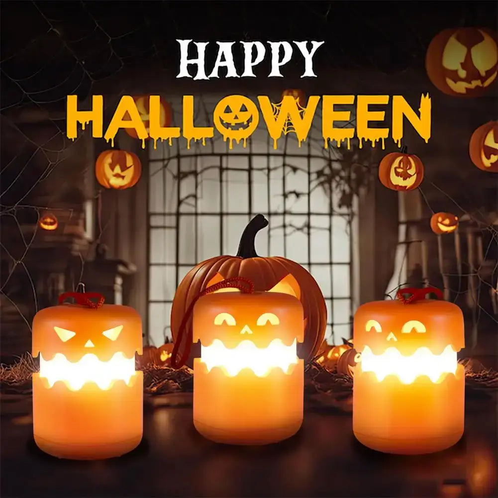 Halloween Pumpkin Light Collapsible Pumpkin Lantern with Lanyard Battery Operated Led Halloween Lights for Halloween Decor