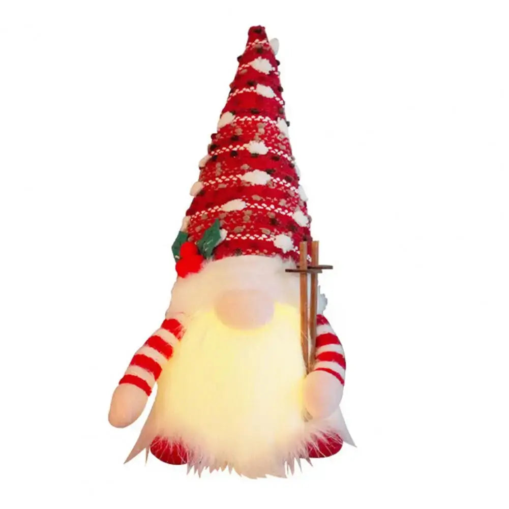 Sequined Doll Light-up Plush Christmas Gnome Doll Figure with Faceless Dwarf Table Mantel Decor Xmas Tree Ornaments Holiday