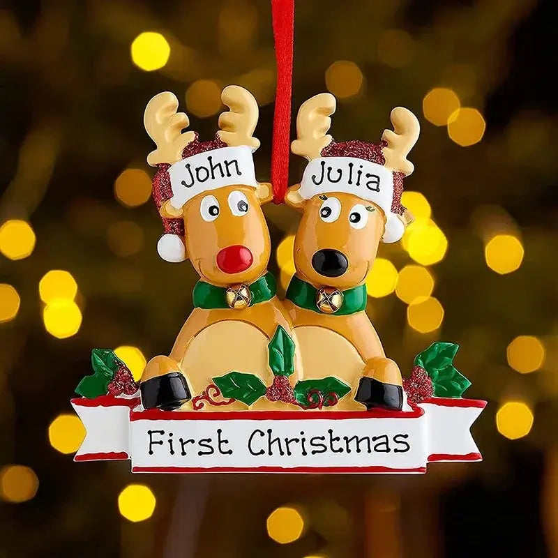 Personalized Christmas Decorations Reindeer Home New Year Ornaments Elk Family....