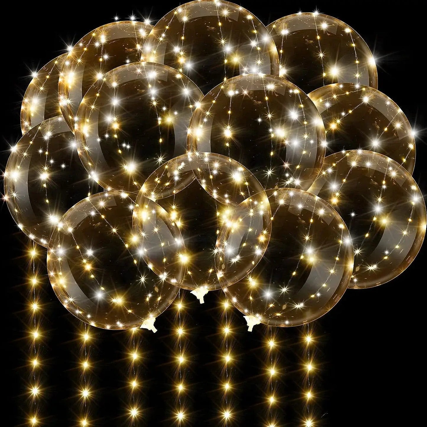 10Pcs LED Light Up Bobo Balloons Transparent Balloons with 3M String Lights Bubble Ballon Christmas...