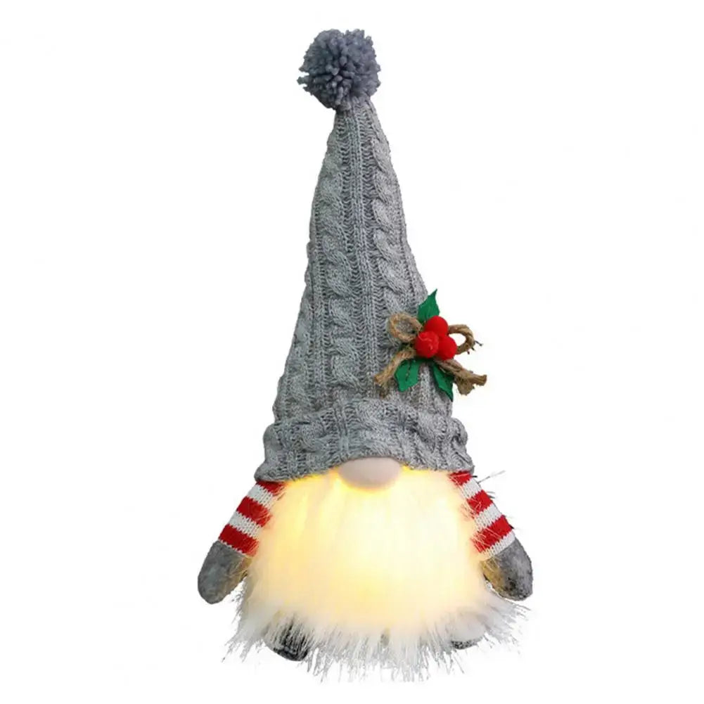 Sequined Doll Light-up Plush Christmas Gnome Doll Figure with Faceless Dwarf Table Mantel Decor Xmas Tree Ornaments Holiday