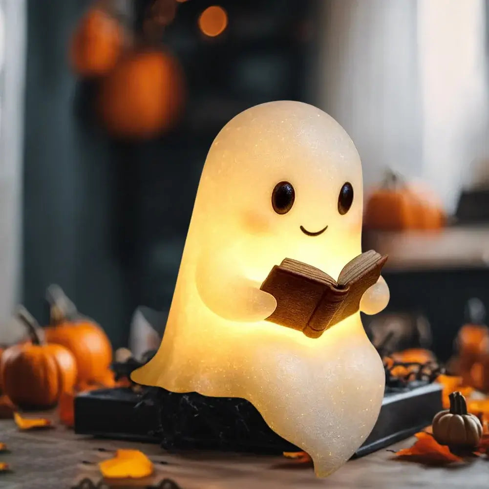 Cute Halloween Ghost Reading Lamp 3D LED Scary Night Light Halloween Decor Ghost Desk Lamp for Book Lovers