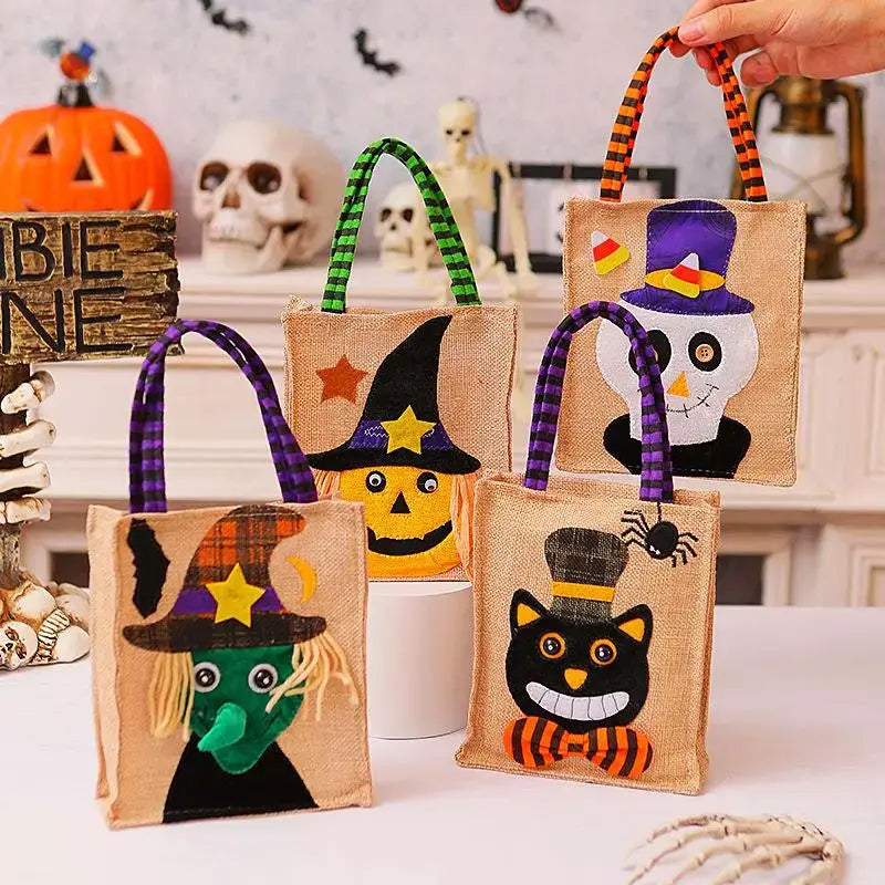Halloween Treat Bags with Handles - Kids Candy Bags for Parties, School Events, Festive Favors & Decorations