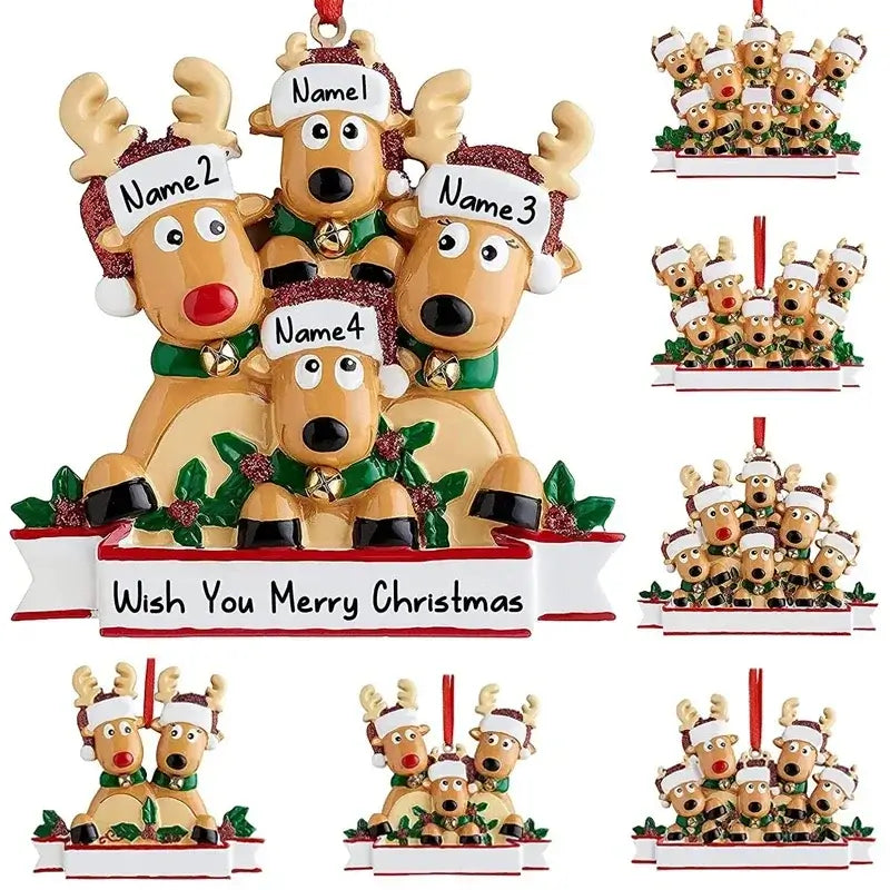 Personalized Christmas Decorations Reindeer Home New Year Ornaments Elk Family....