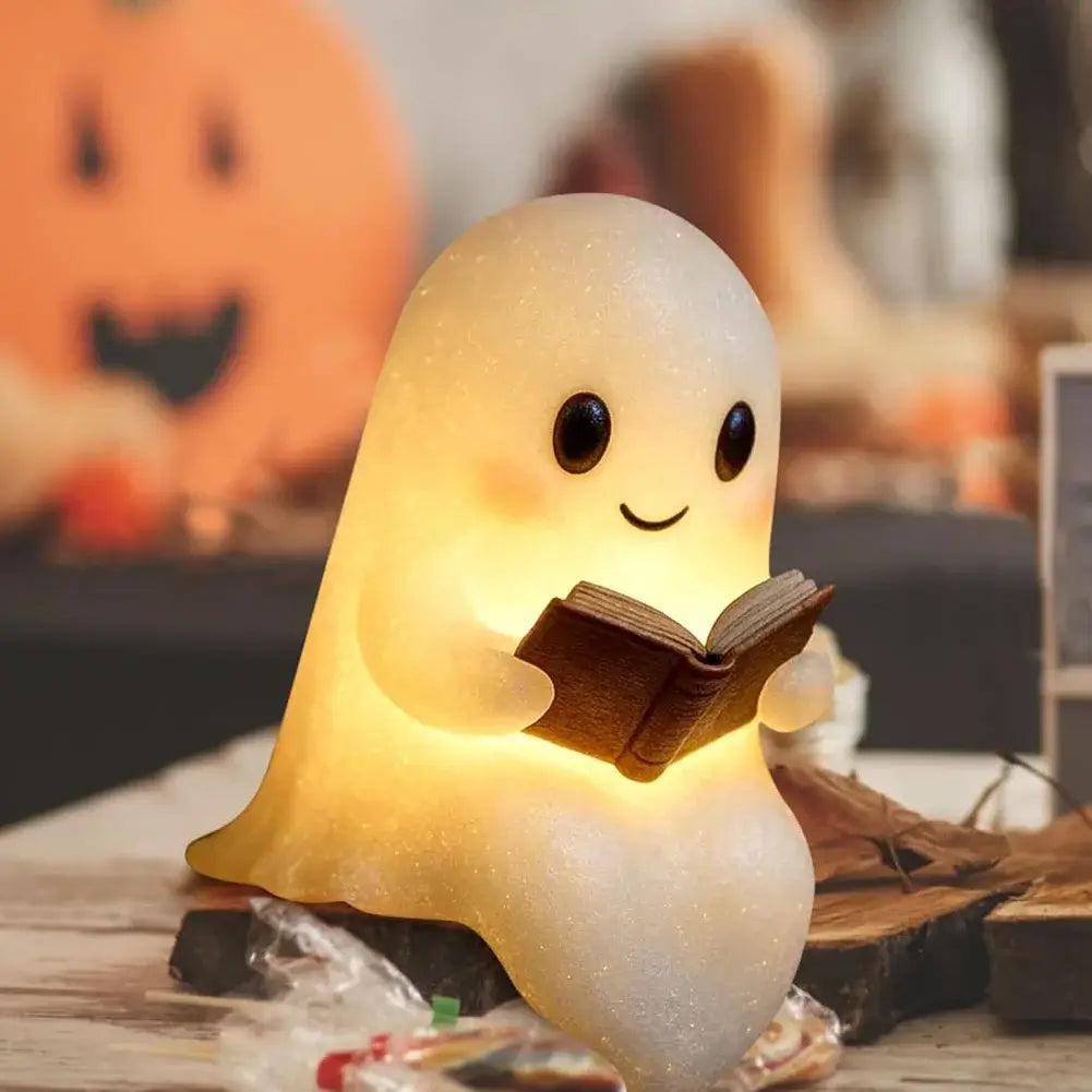 Cute Halloween Ghost Reading Lamp 3D LED Scary Night Light Halloween Decor Ghost Desk Lamp for Book Lovers
