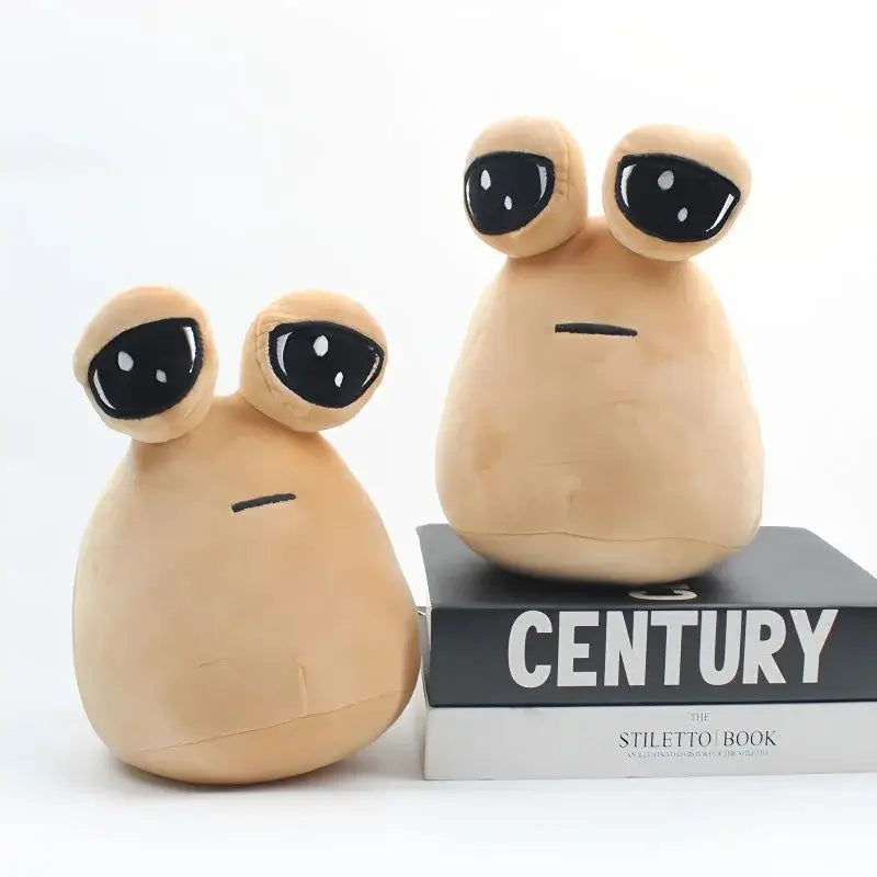 Alien plush toy doll with large eyes on display, perfect for kids as a cuddle pillow or quirky birthday gift.