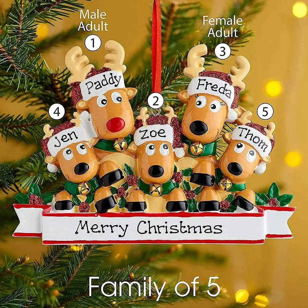 Personalized Christmas Decorations Reindeer Home New Year Ornaments Elk Family....