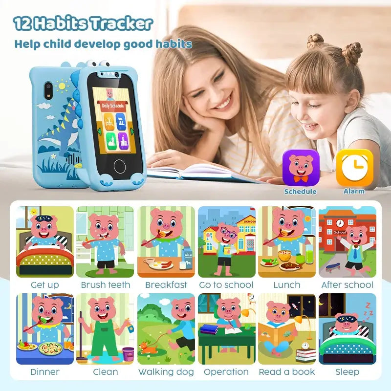Kids habits tracker toy with schedule and alarm features, encouraging good habits for children in a fun learning environment.