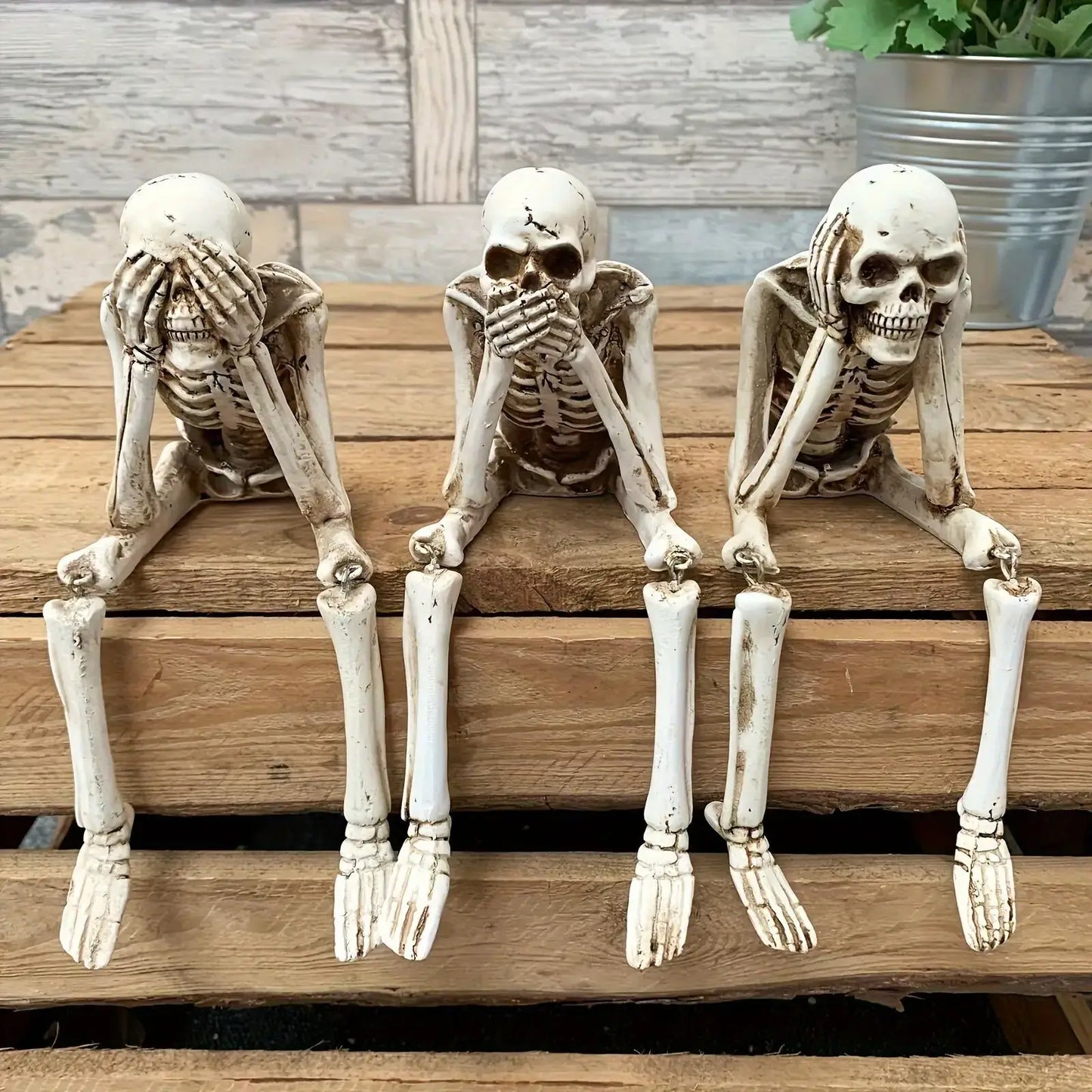 Halloween Home Hanging Skeleton Head Decoration Resin Ornaments 3 Styles Ghost Skeleton Modeling Craft Bookshelf Table Edge Prop