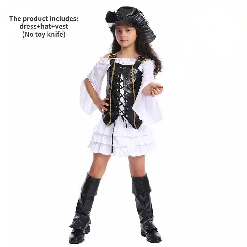 Children Little Girl Pirate Cos ostume Performance Costume Halloween Girls Pirate Party Costume Cos # 1 # W.
