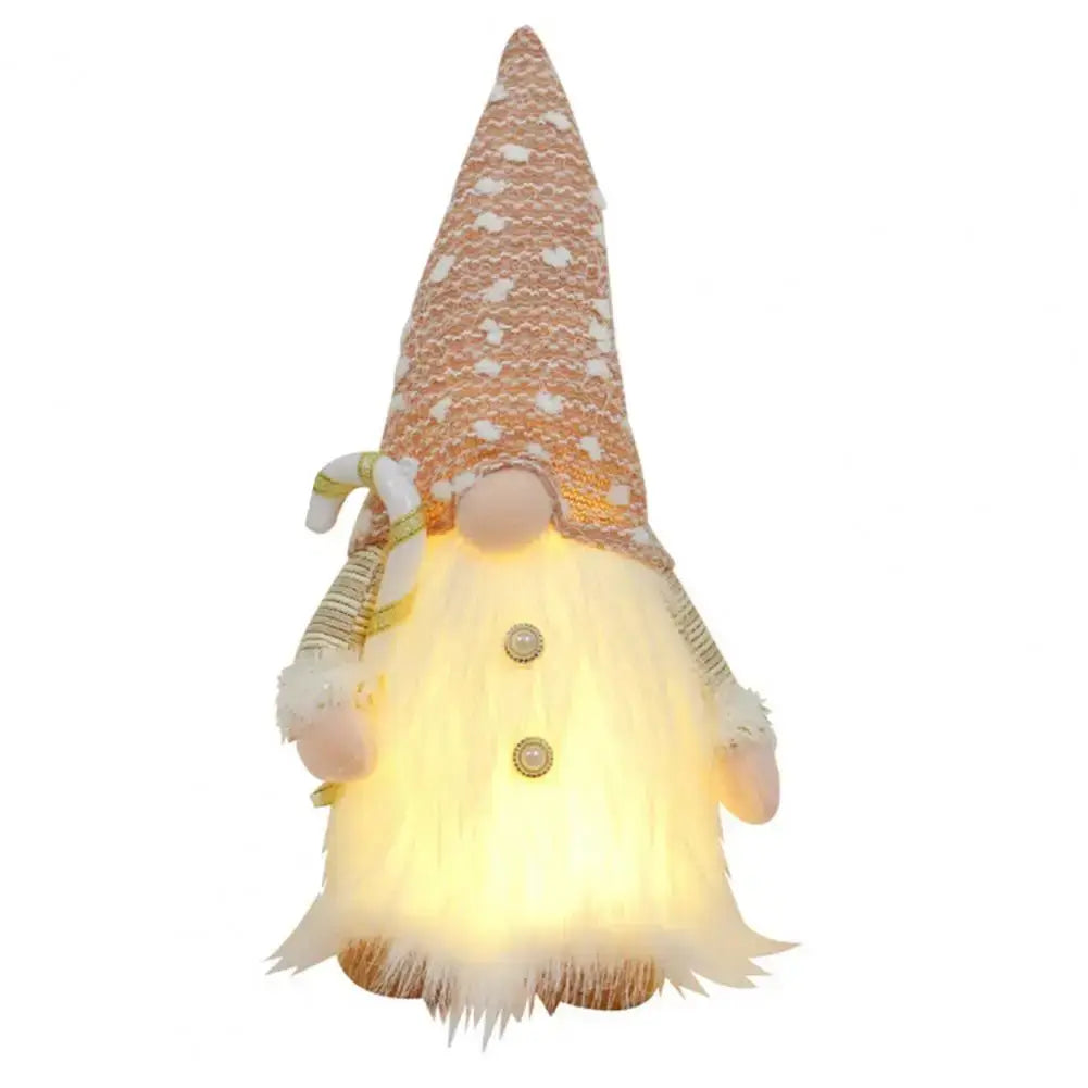 Sequined Doll Light-up Plush Christmas Gnome Doll Figure with Faceless Dwarf Table Mantel Decor Xmas Tree Ornaments Holiday