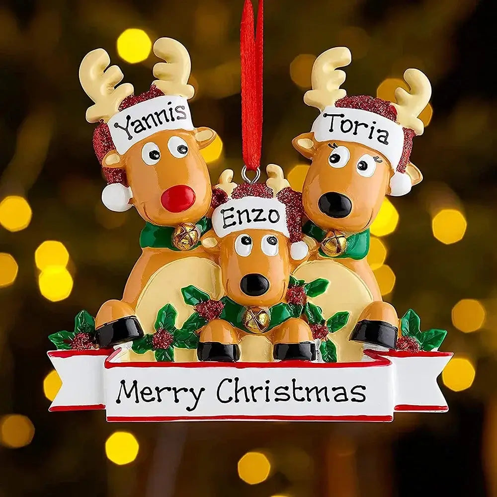 Personalized Christmas Decorations Reindeer Home New Year Ornaments Elk Family....