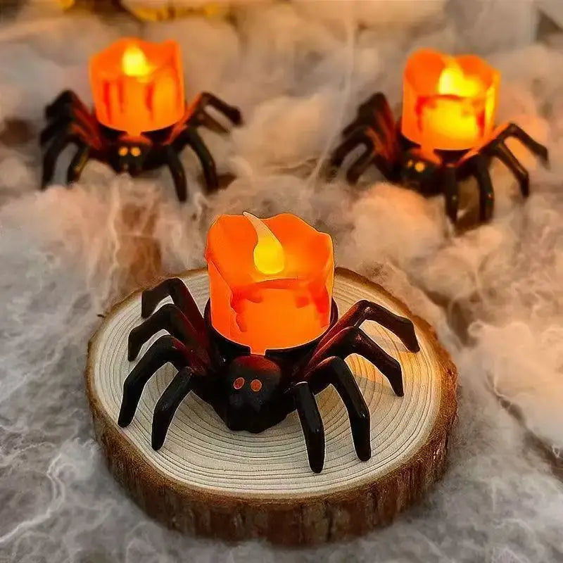 Halloween Spider Toy Candle Lamp Pumpkin Lamp Atmosphere Festival Decoration Props LED Decorative Halloween Gifts for Children