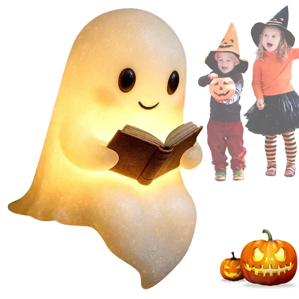 Cute Halloween Ghost Reading Lamp 3D LED Scary Night Light Halloween Decor Ghost Desk Lamp for Book Lovers