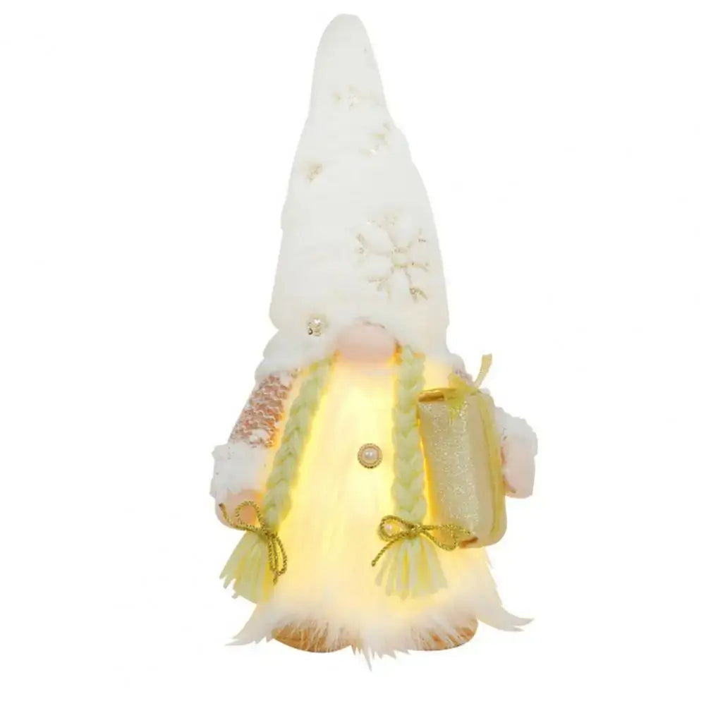 Sequined Doll Light-up Plush Christmas Gnome Doll Figure with Faceless Dwarf Table Mantel Decor Xmas Tree Ornaments Holiday