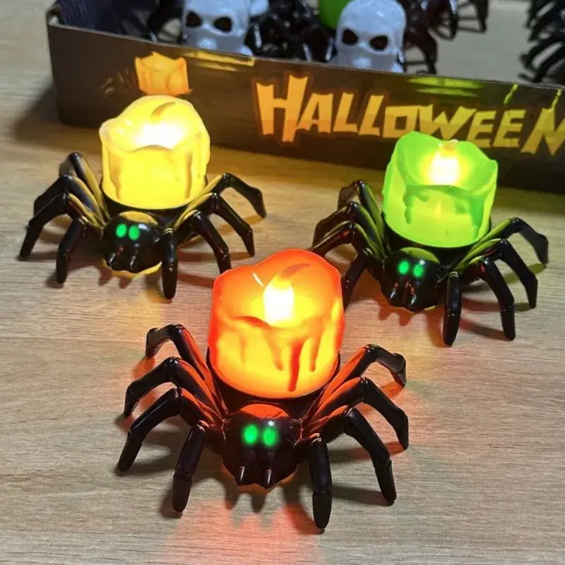 Halloween Spider Toy Candle Lamp Pumpkin Lamp Atmosphere Festival Decoration Props LED Decorative Halloween Gifts for Children
