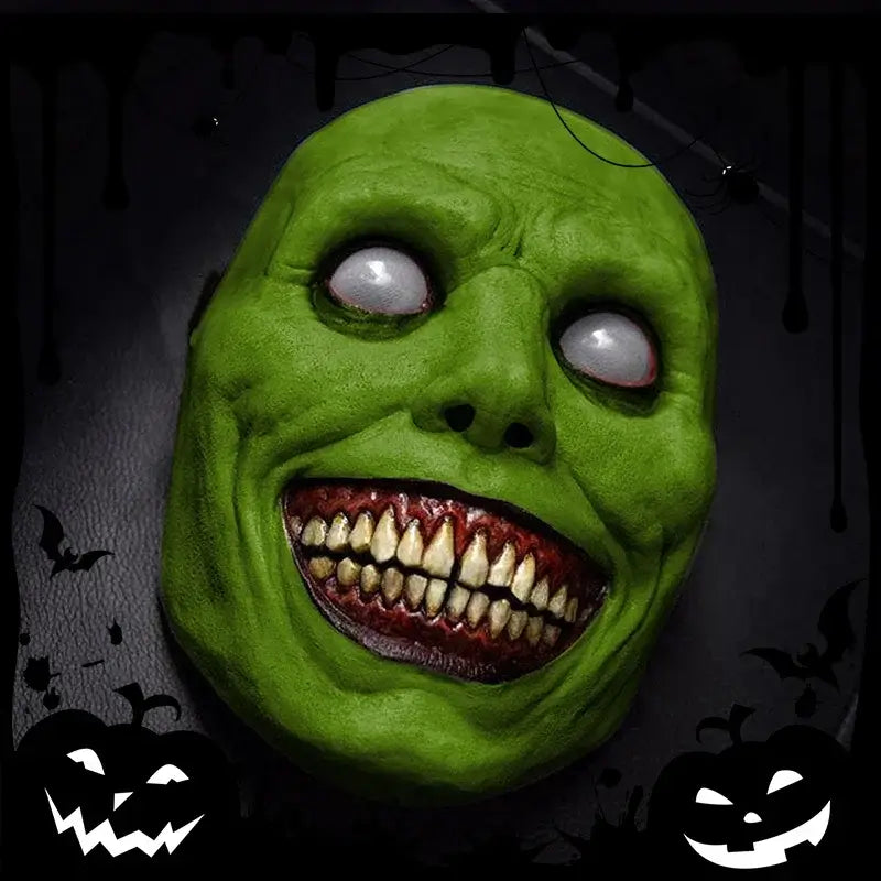 Scary Halloween Smile Mask White Eyed Exorcist Demon Latex Headgear Halloween Party Supplies Costume Dress Up Prop for COS Use
