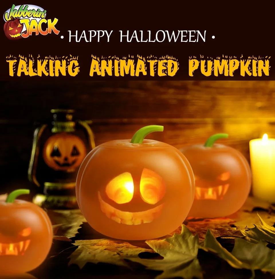 Led Halloween Pumpkin Flash Talking Singing Animated LED Pumpkin Lamp Toy Projection Lamp Projector Inside for Home Party Decor