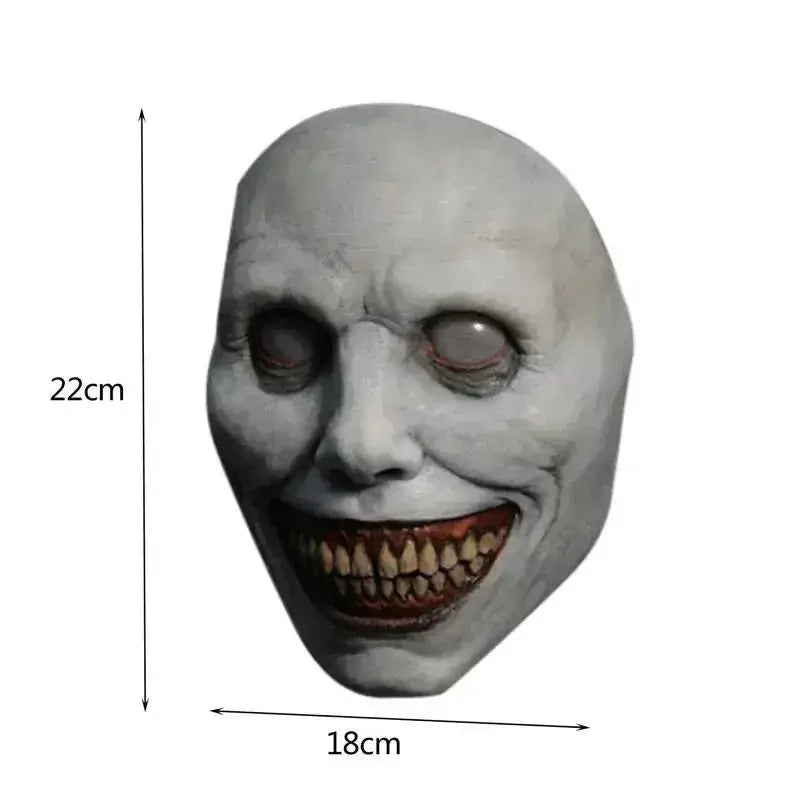 Scary Halloween Smile Mask White Eyed Exorcist Demon Latex Headgear Halloween Party Supplies Costume Dress Up Prop for COS Use