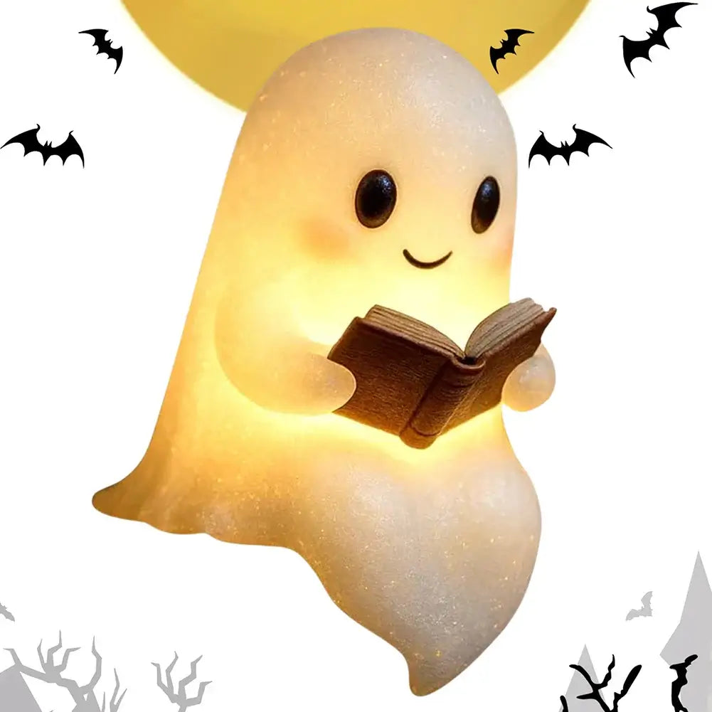 Cute Halloween Ghost Reading Lamp 3D LED Scary Night Light Halloween Decor Ghost Desk Lamp for Book Lovers