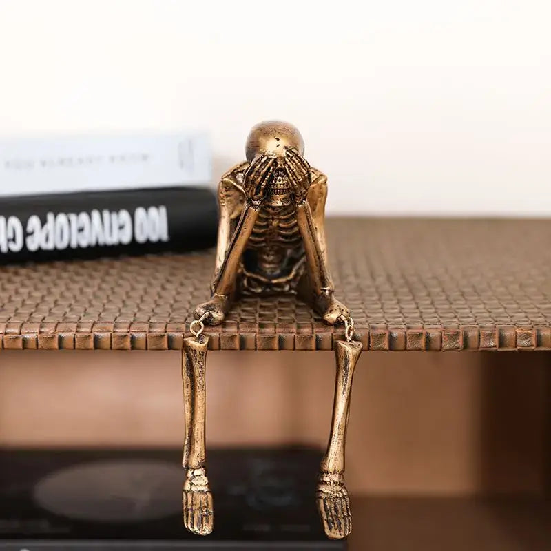 Halloween Home Hanging Skeleton Head Decoration Resin Ornaments 3 Styles Ghost Skeleton Modeling Craft Bookshelf Table Edge Prop