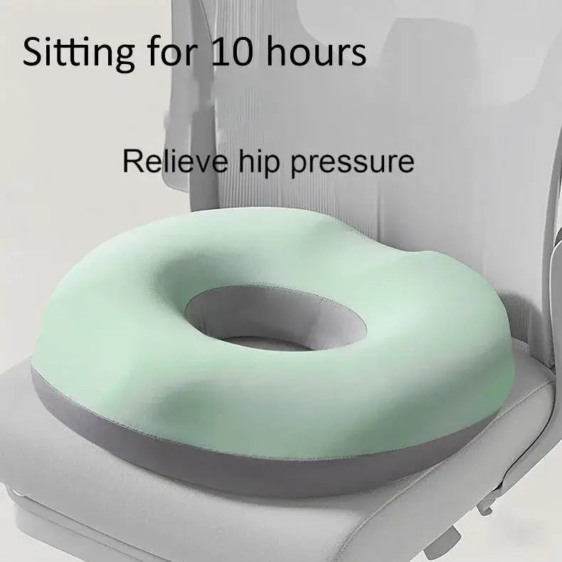 Ergonomic memory foam seat cushion designed to relieve hip pressure for long hours of sitting in cars or offices.