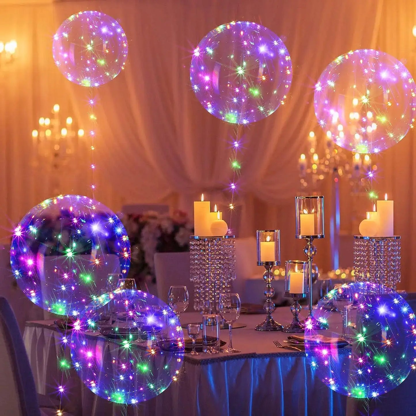 10Pcs LED Light Up Bobo Balloons Transparent Balloons with 3M String Lights Bubble Ballon Christmas...