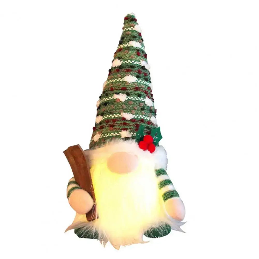 Sequined Doll Light-up Plush Christmas Gnome Doll Figure with Faceless Dwarf Table Mantel Decor Xmas Tree Ornaments Holiday