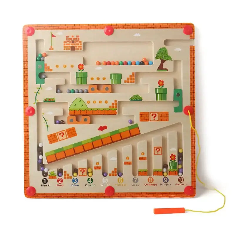 Wooden Magnetic Color and Number Maze Learning Education Toys Color Matching Montessori Toys Wooden Toys for Children Gifts