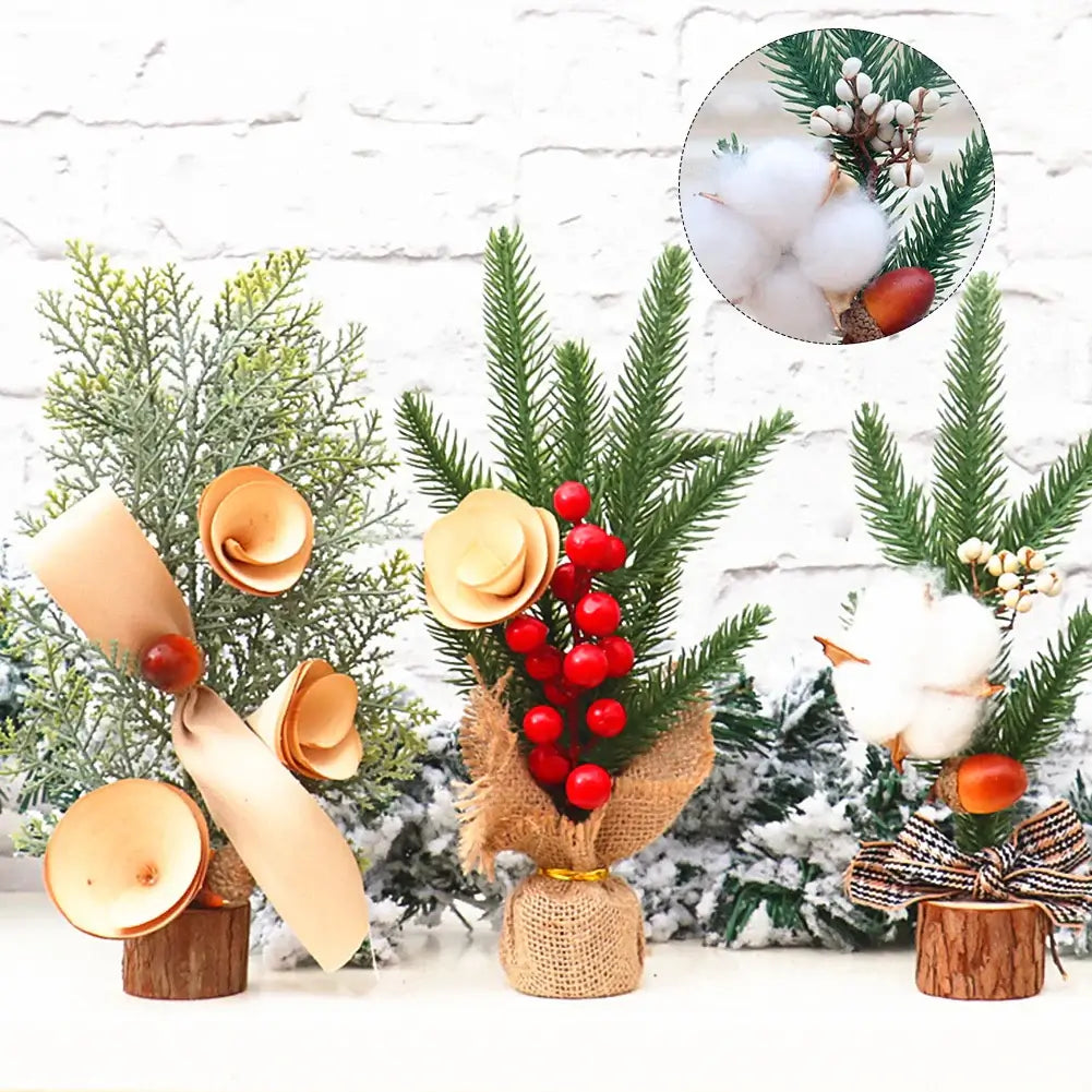 25cm Mini Christmas Tree Gold Green Small Pine Tree Sisal Placed in The Desktop New Year Navidad Xmas Ornaments