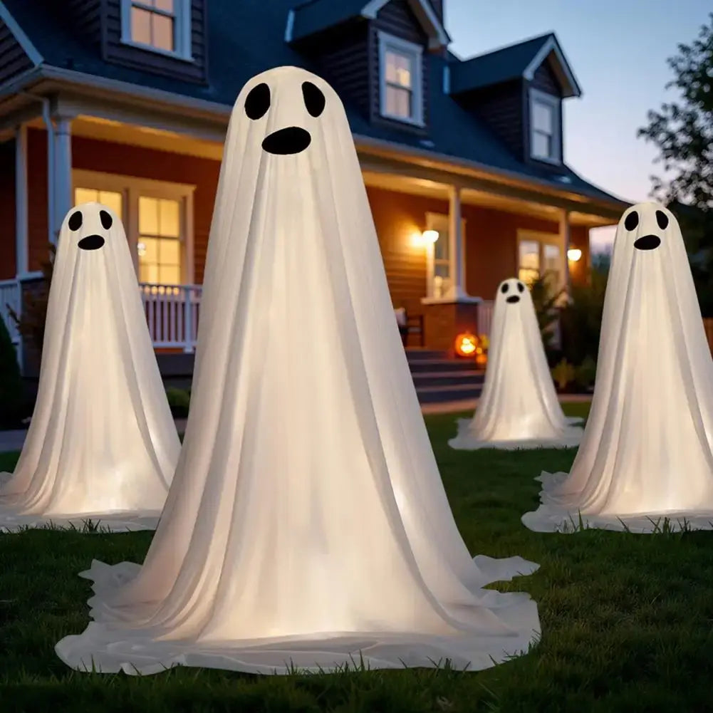 Lighted Spooky Ghost Decor Halloween Decorations Outdoor with LED String Lights Scary Standing Ghosts Decor for Front Porch Yard