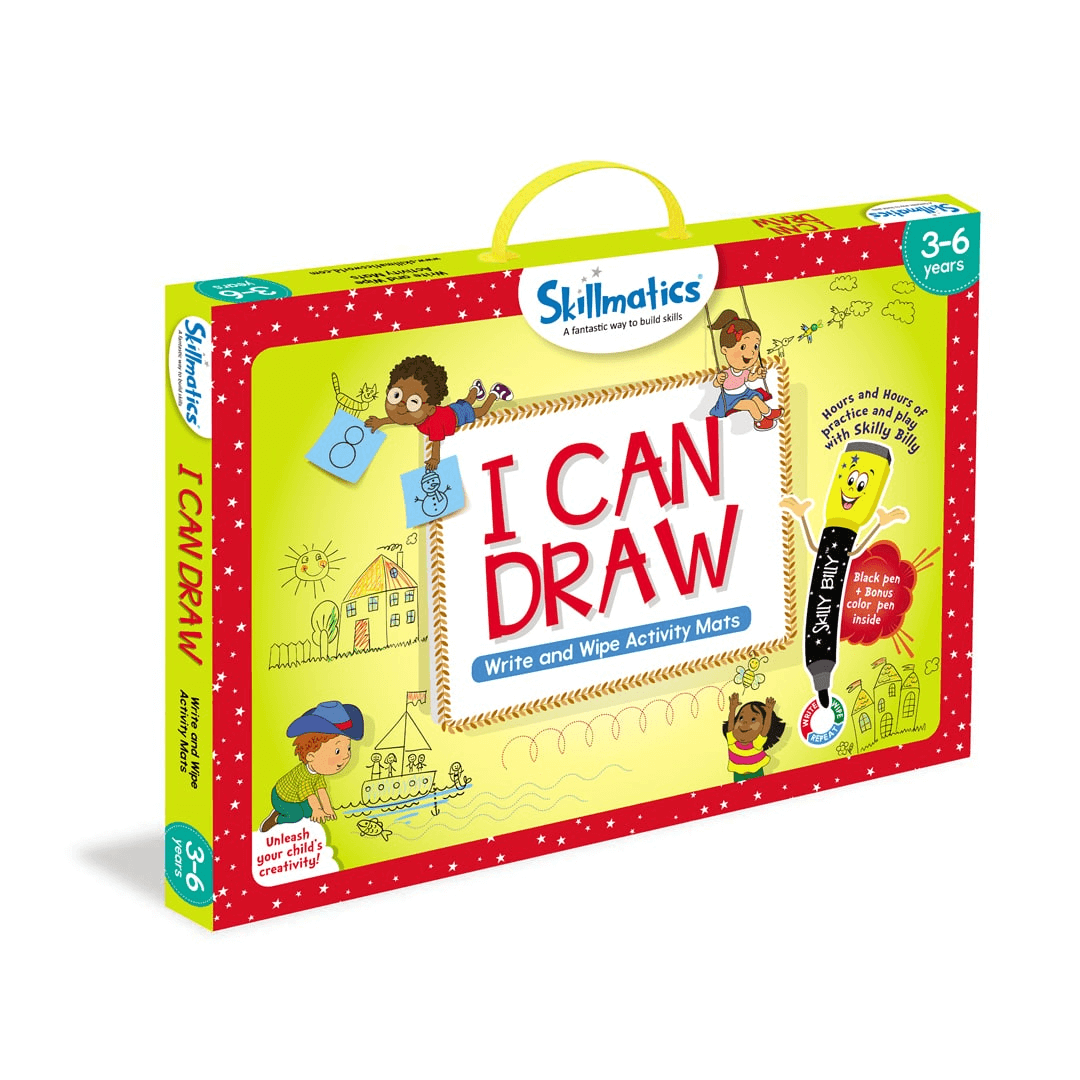 Skillmatics Educational Game : I Can Draw | Gifts & Preschool Learning for Kids Ages 3 to 6 | Reusable Activity Mats with 2 Dry Erase Markers