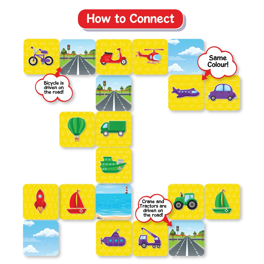 Skillmatics Educational Game : Connectors Cars, Boats, Planes & More | Gifts for Kids Ages 3-6 | Super Fun for Travel & Family Game Night