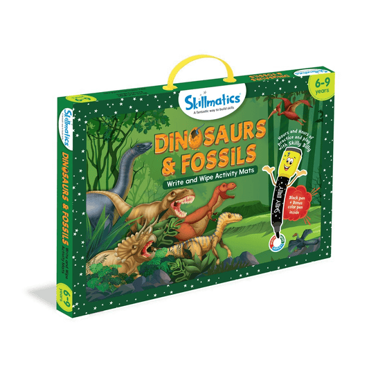 Skillmatics Educational Game Dinosaurs and Fossils (6-9 Years) | Gift & Learning Tool for Boys and Girls | Reusable Activity Mats