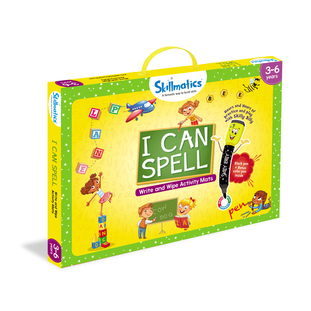 Skillmatics Educational Game : I Can Spell | Gifts & Preschool Learning for Kids Ages 3 to 6 | Reusable Activity Mats with 2 Dry Erase Markers