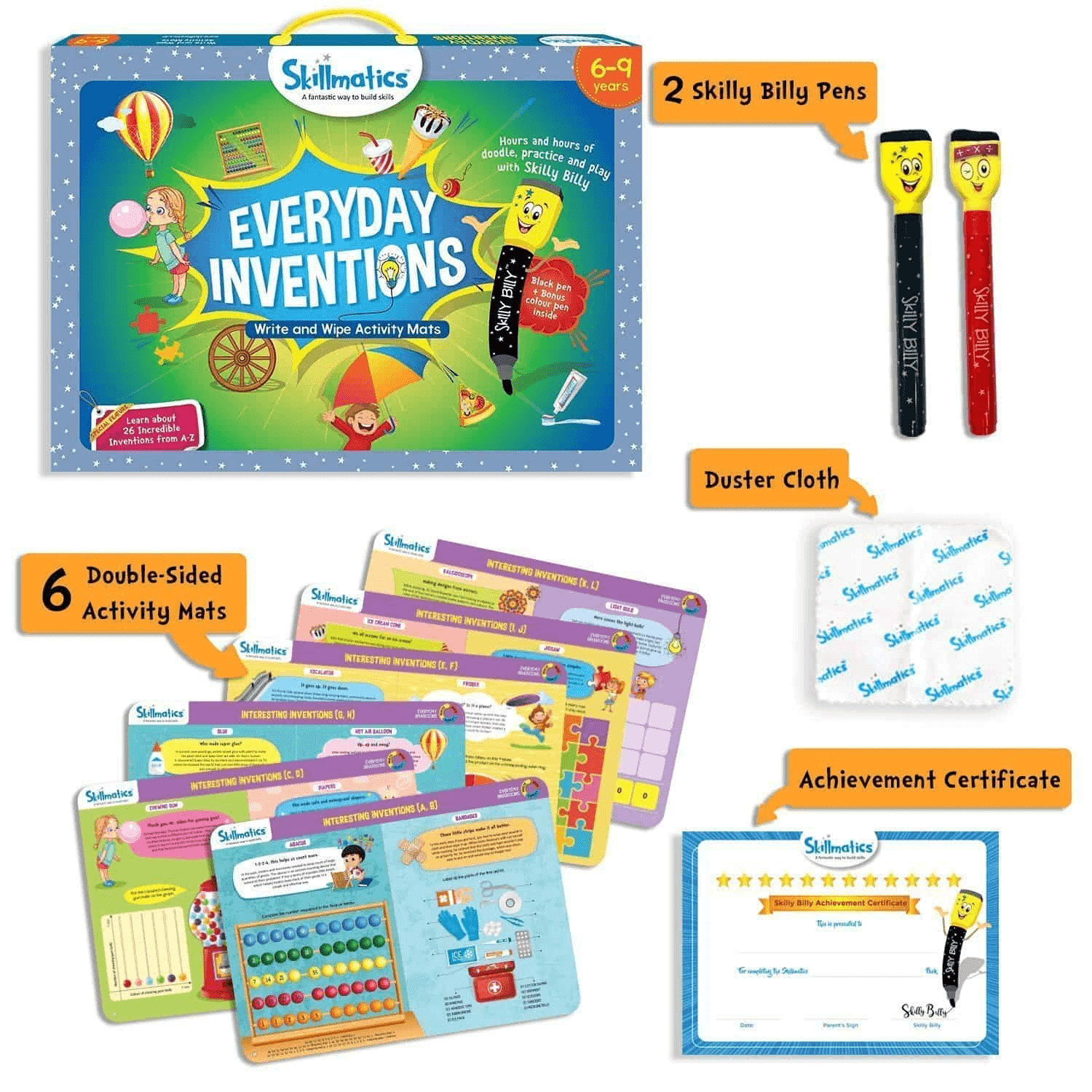 Everyday Inventions - 26 Repeatable Activities About Incredible Everyday Inventions - Write and Wipe Activity Game For Kids