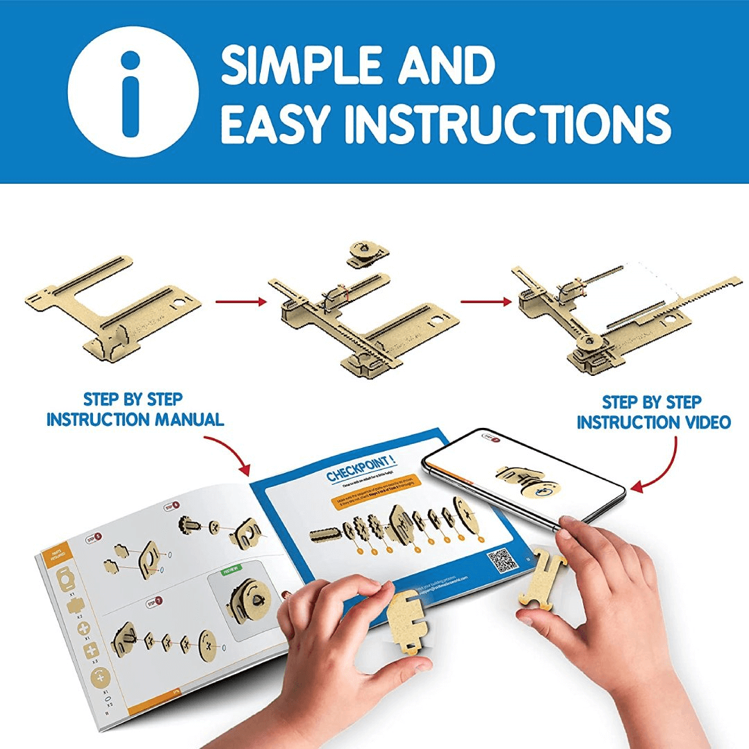 Step-by-step instructions for assembling the Sketching Machine with manual and video guidance for easy setup.