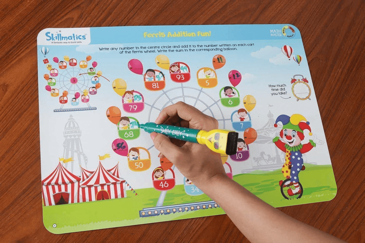 Skillmatics Educational Game : Math Master | Reusable Activity Mats with 2 Dry Erase Markers | Gifts & Learning Tools for Ages 6-9