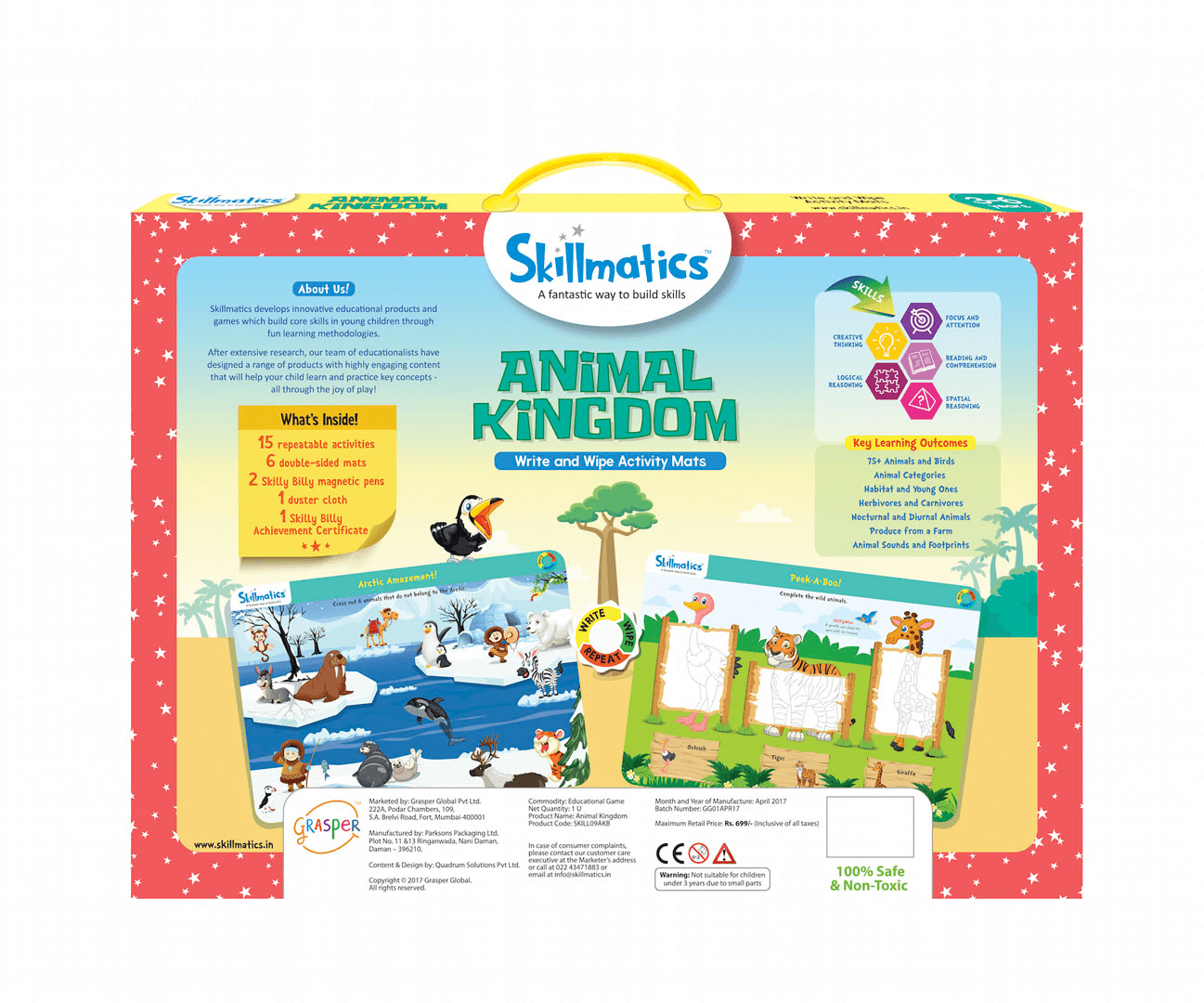 Skillmatics Animal Kingdom activity kit for kids, featuring interactive mats and educational tools for learning about 75+ animals.