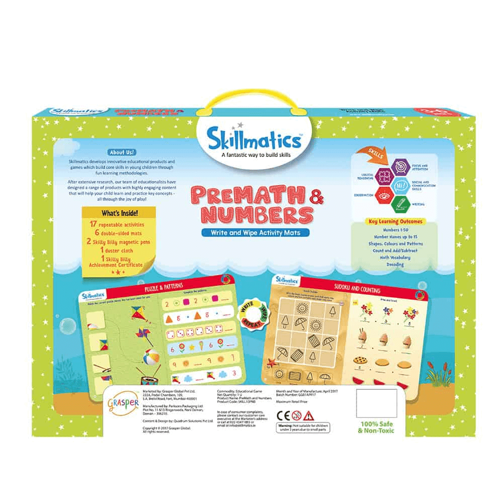 Pre-Math And Numbers - Build A Strong Foundation For Learning Math - Write and Wipe Activity Game For Kids