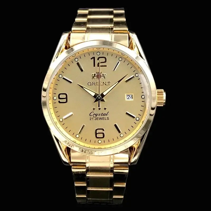 Orient Luxury Men's Watch in Gold, 21 Jewels, Automatic, Multi-Function, All-Steel Design