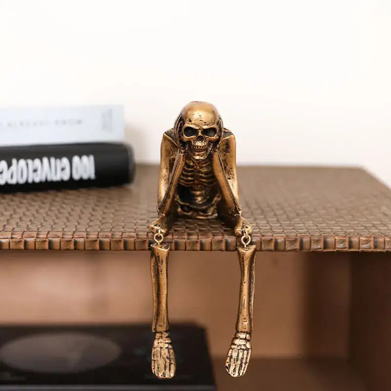 Halloween Home Hanging Skeleton Head Decoration Resin Ornaments 3 Styles Ghost Skeleton Modeling Craft Bookshelf Table Edge Prop